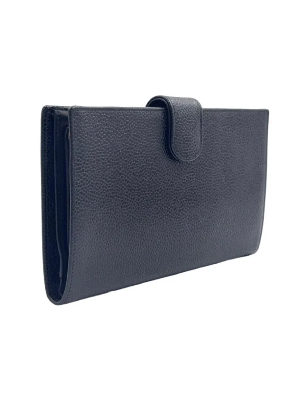 Chanel CC Logo Caviar Leather Black Bifold Wallet Gold